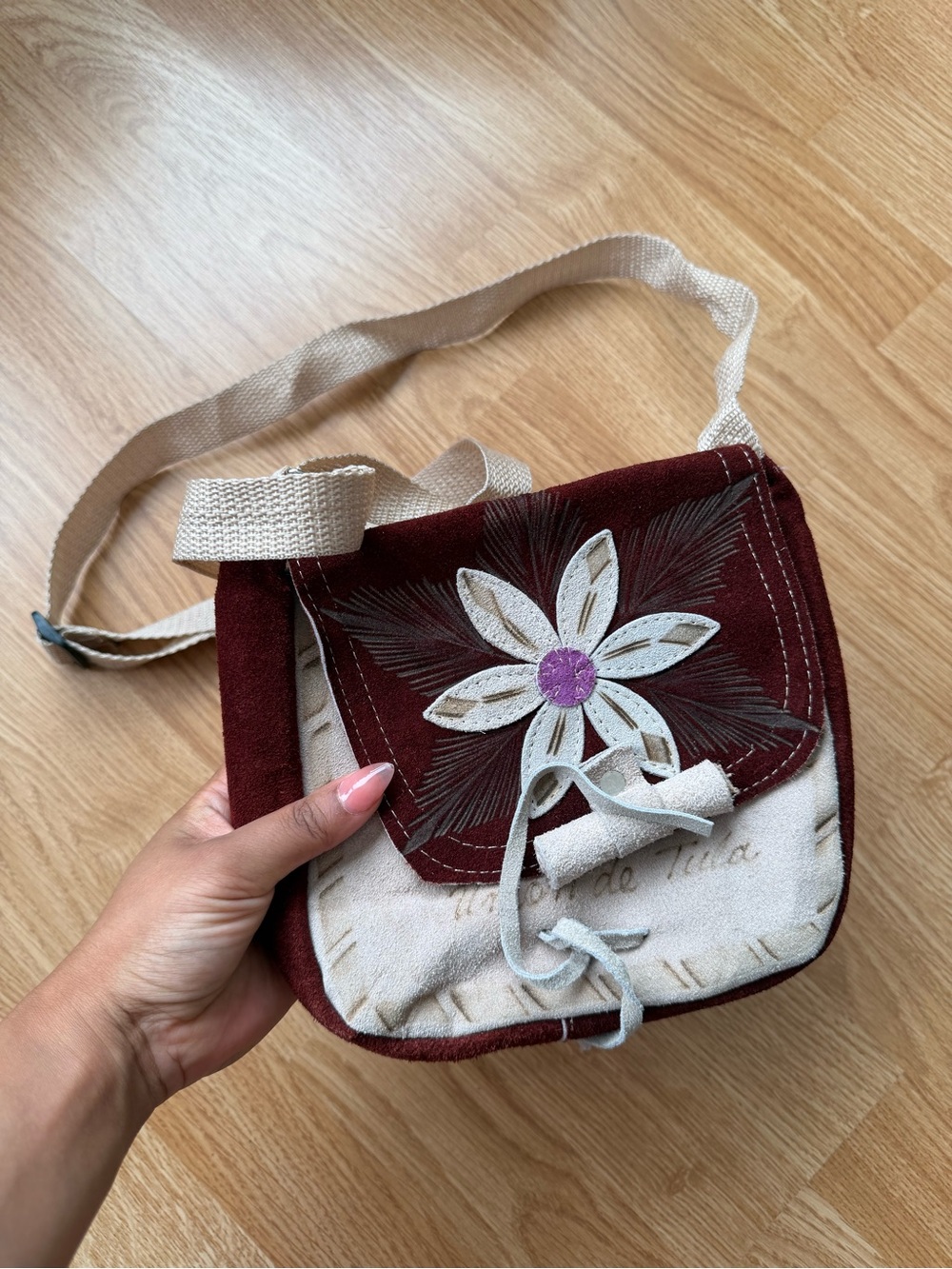 handmade Mexican suede leather bag